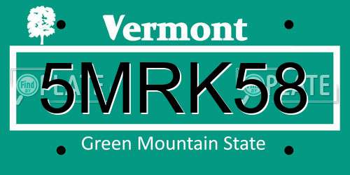 5MRK58 Vermont License Plate