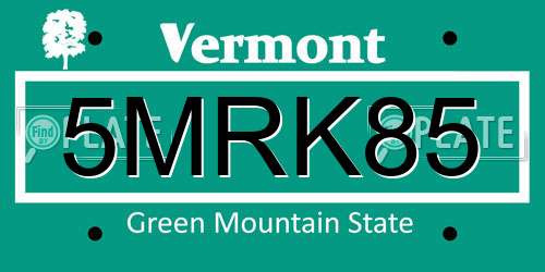 5MRK85 Vermont License Plate