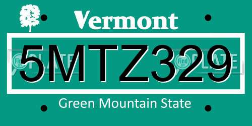 5MTZ329 Vermont License Plate