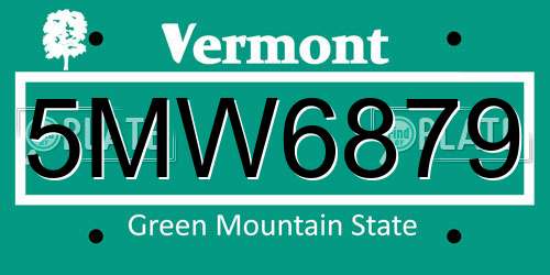 5MW6879 Vermont License Plate