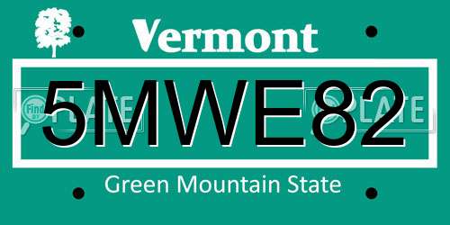 5MWE82 Vermont License Plate