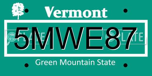 5MWE87 Vermont License Plate