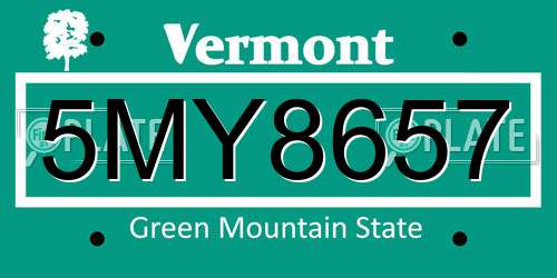 5MY8657 Vermont License Plate