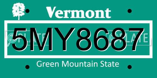 5MY8687 Vermont License Plate