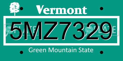 5MZ7329 Vermont License Plate