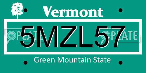 5MZL57 Vermont License Plate