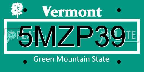 5MZP39 Vermont License Plate