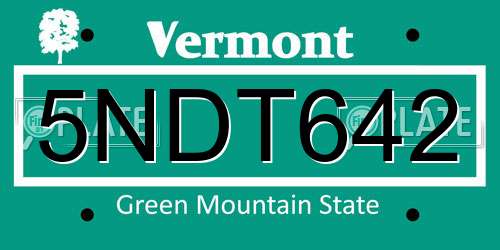 5NDT642 Vermont License Plate