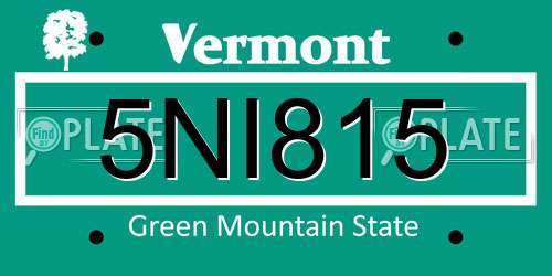 5NI815 Vermont License Plate