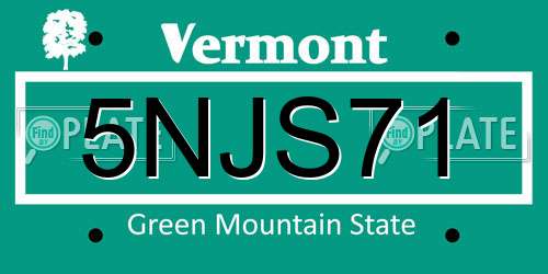 5NJS71 Vermont License Plate
