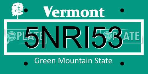 5NRI53 Vermont License Plate