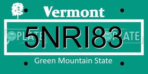 5NRI83 Vermont License Plate