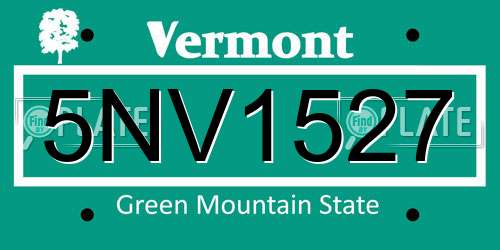 5NV1527 Vermont License Plate