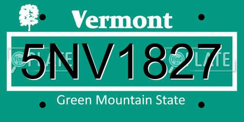 5NV1827 Vermont License Plate