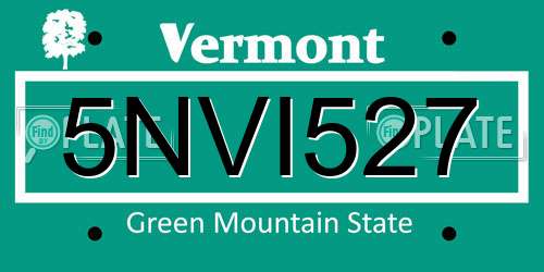 5NVI527 Vermont License Plate