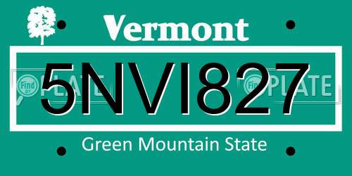 5NVI827 Vermont License Plate