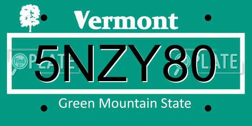 5NZY80 Vermont License Plate