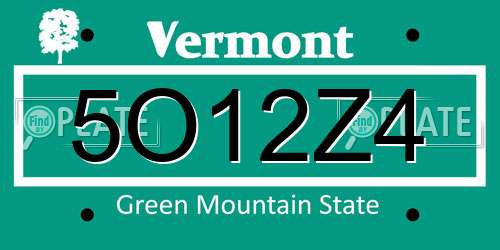 5O12Z4 Vermont License Plate