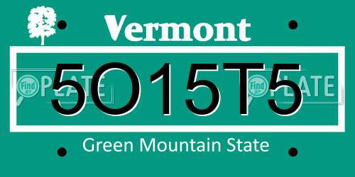5O15T5 Vermont License Plate