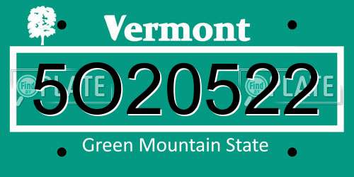 5O20522 Vermont License Plate