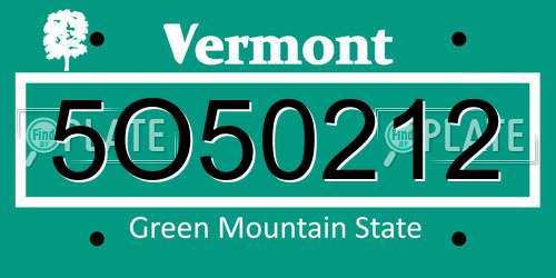 5O50212 Vermont License Plate