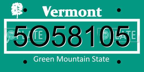 5O58105 Vermont License Plate