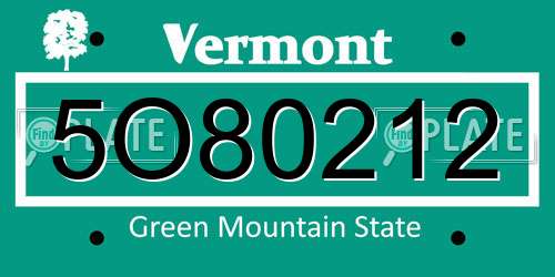 5O80212 Vermont License Plate