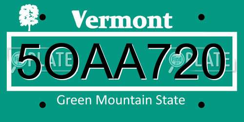 5OAA720 Vermont License Plate