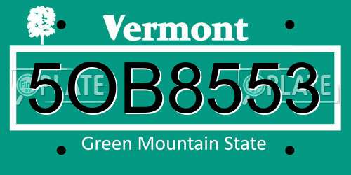5OB8553 Vermont License Plate