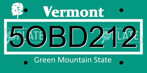5OBD212 Vermont License Plate
