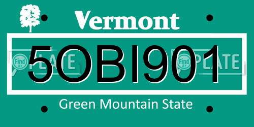 5OBI901 Vermont License Plate