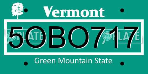 5OBO717 Vermont License Plate