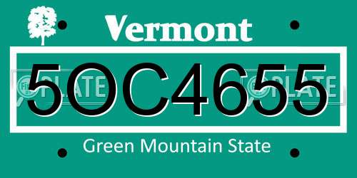 5OC4655 Vermont License Plate