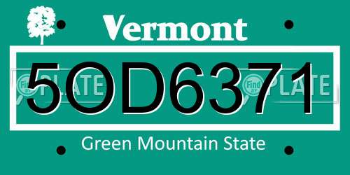 5OD6371 Vermont License Plate