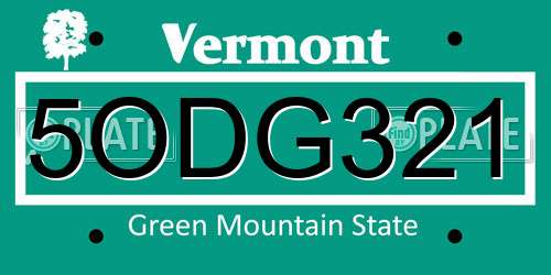 5ODG321 Vermont License Plate