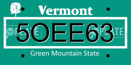5OEE63 Vermont License Plate