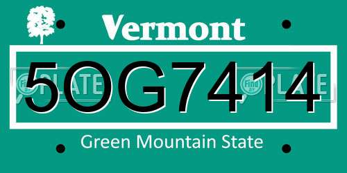 5OG7414 Vermont License Plate