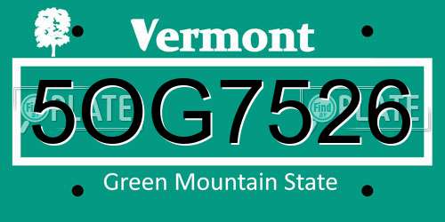 5OG7526 Vermont License Plate