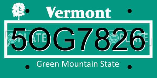 5OG7826 Vermont License Plate