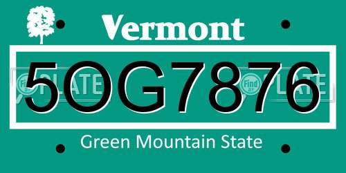 5OG7876 Vermont License Plate