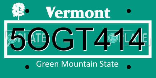 5OGT414 Vermont License Plate