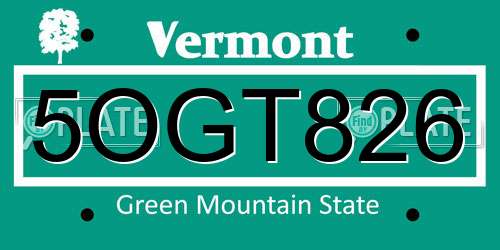 5OGT826 Vermont License Plate
