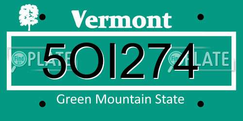 5OI274 Vermont License Plate
