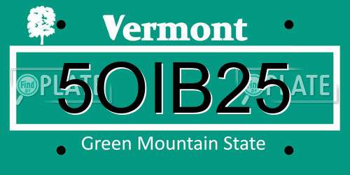5OIB25 Vermont License Plate