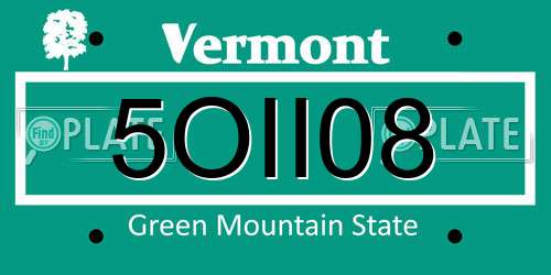 5OII08 Vermont License Plate
