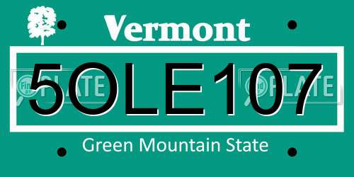 5OLE107 Vermont License Plate