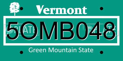 5OMB048 Vermont License Plate