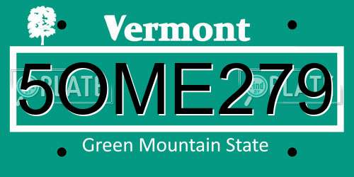 5OME279 Vermont License Plate
