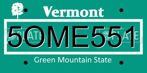 5OME551 Vermont License Plate