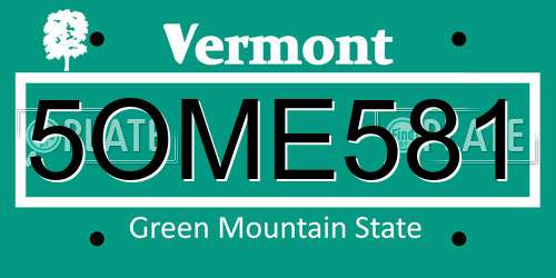 5OME581 Vermont License Plate